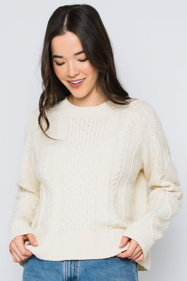 Willa-Cabled Raglan Pullover